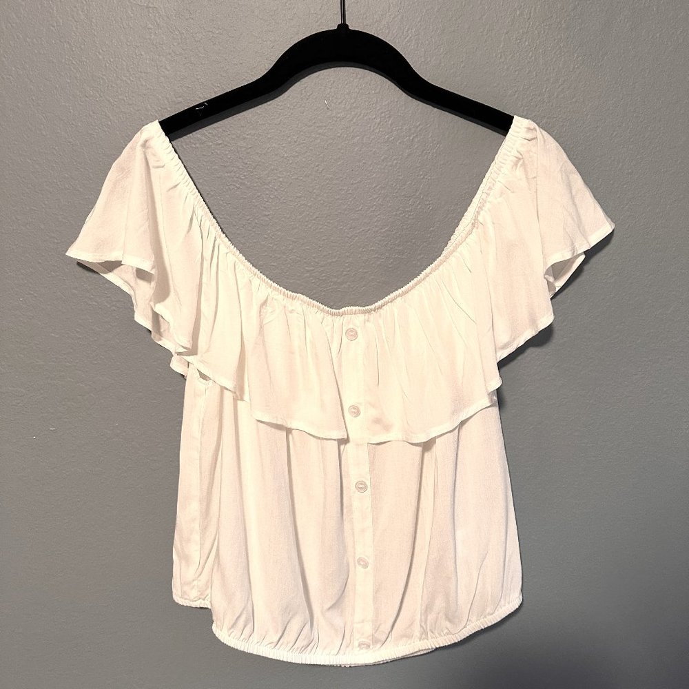 Forever 21 Off-the-Shoulder White Crop Top Large
